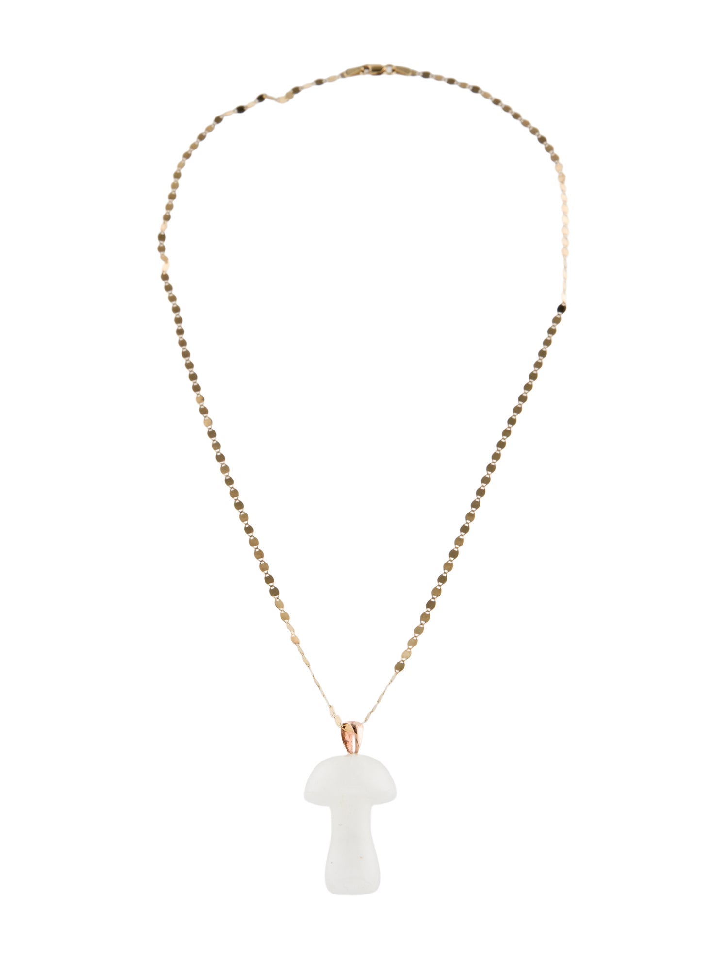 Necklace 14K Diamond & Quartz Mushroom Pendant Necklace